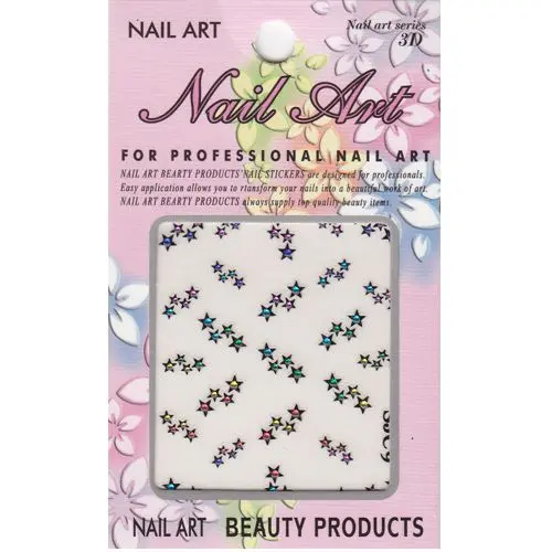 3D nail art nalepke - štiri zvezdice, kamenčki