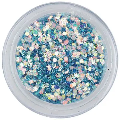 Šestkotni konfeti z bleščicami v prahu, 1 mm - svetlo modri