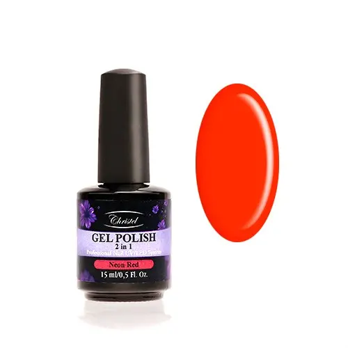 Christel Neon Red - Soak off gel, 2v1, 15ml