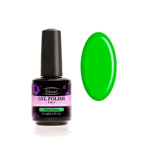 Christel Neon Green - Soak off gel, 2v1, 15ml