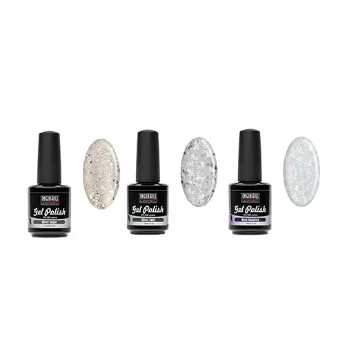 3 ks SET mali Silver glitter - visokokakovostni gel laki