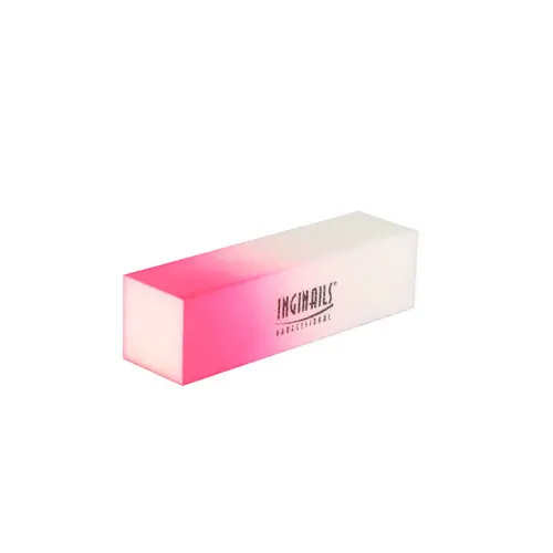 Inginails Professional Polirni blok za nohte - pink ombre, 120/120 - 4-stranski