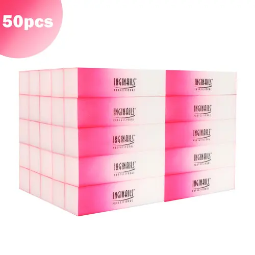 Inginails Professional Polirni blok za nohte - pink ombre, 120/120 - 4-stranski