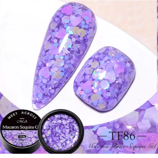 Barvni LED-/UV-gel Macaron glitter, Violet 8ml