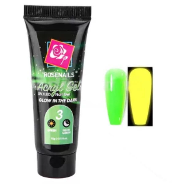 Barvita polygel  - Glow in the dark GREEN/NEON GREEN no.03, 15g