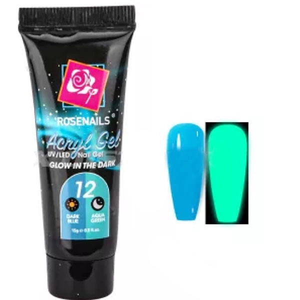 Barvita polygel  - Glow in the dark DARK BLUE/AQUA GREEN no.12, 15g