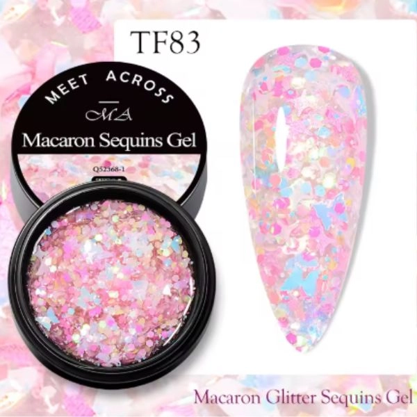 Barvni LED-/UV-gel Macaron glitter, Pink 8 ml