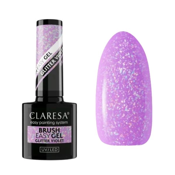 Claresa UV/LED Brush Easy Gel - Glitter Violet, 5g