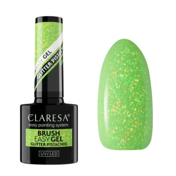 Claresa UV/LED Brush Easy Gel - Glitter Pistachio, 5g