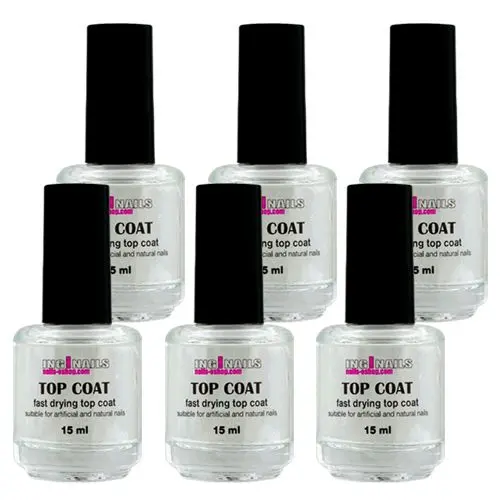 6x Top Coat 15ml - nadlak, ki se hitro suši Inginails