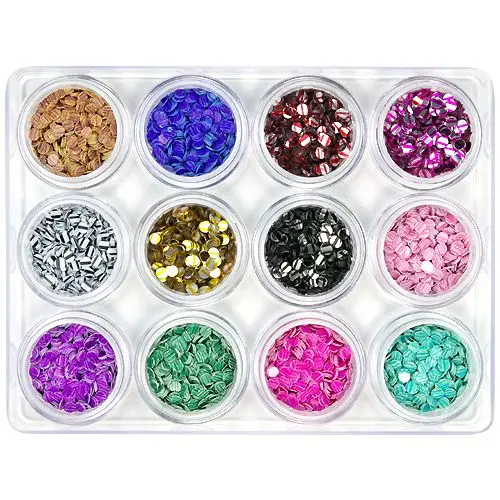 Nail art komplet, 12 kos - okrogli konfeti 5 g