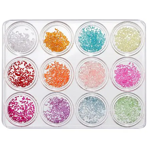 Nail art komplet, 12 kos - biserni polmeseci 5 g