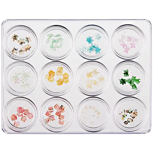 Nail art komplet, 12 kos - fino rezani okraski 5 g